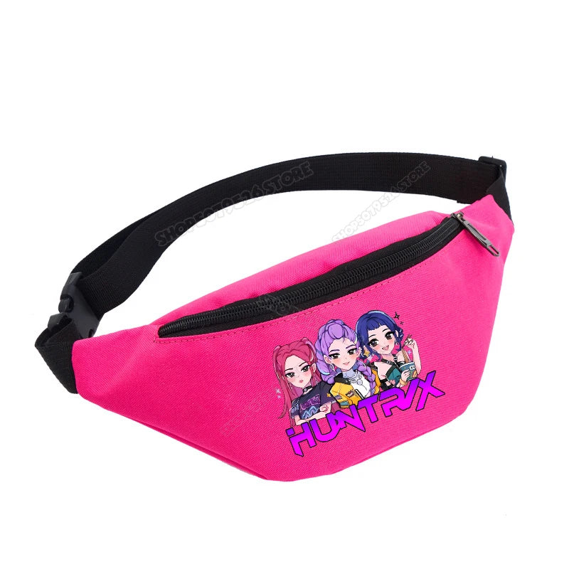 KPop Demon Hunters Girl Waist Bag Movie Anime Kids Fanny Packs Cartoon Cute Crossbody Chest Packs Lightweight Child Belt Bum Bag