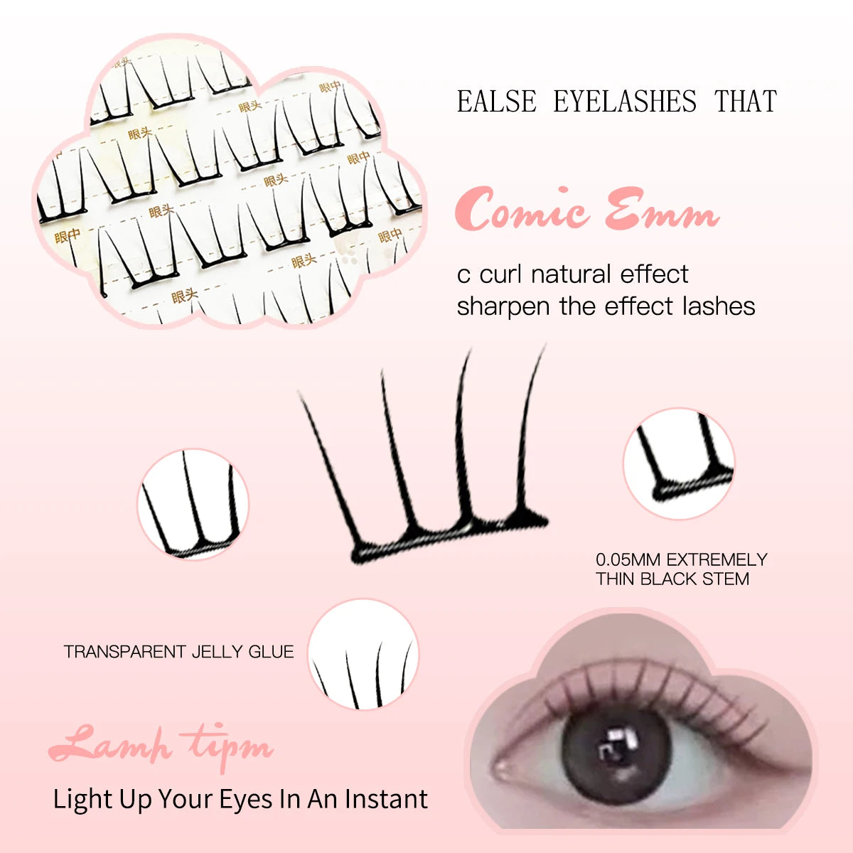 Glue-Free Featherlight Eyelash Strips Ultra Thin Invisible Lashes Easy Snap-On Clusters for Natural Everyday Look Whispy Soft