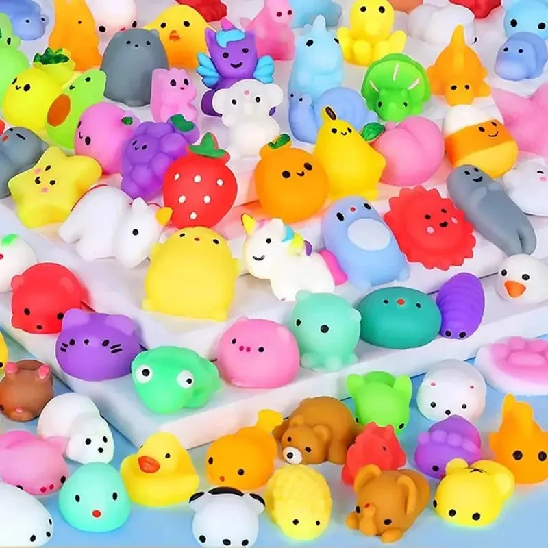 20 Pcs Random Cute Animals Vent and Relieve Stress with Toys and Small Gifts Soft Rubber Animal Pinching