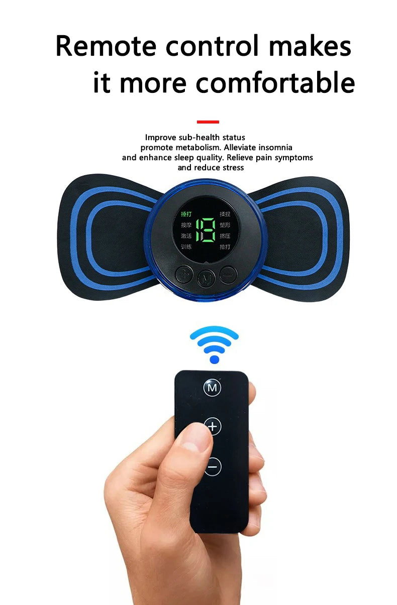 Portable Mini Massage Pad Muscle Pain Relief Micro Current Relieve Fatigue Rechargeable 8 Modes 19 Levels Slim Gel Massage Pad