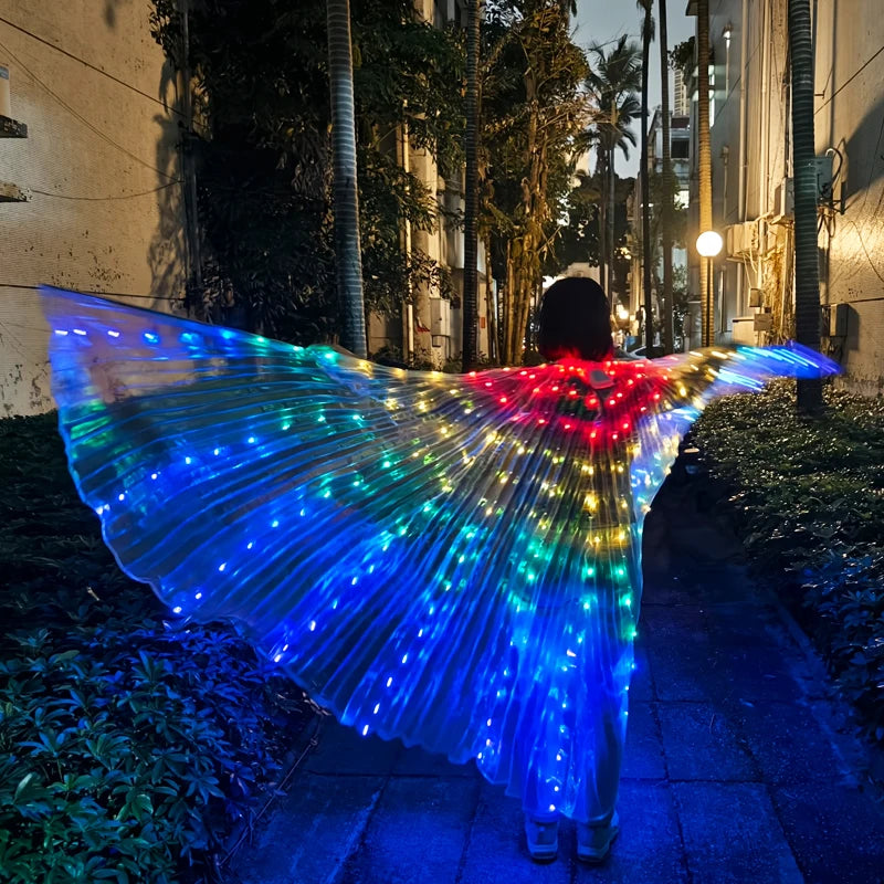 LED Luminous Butterfly Wing Belly Dancing Performance Costumes Stage Show Christmas Party Lighting Cloak Luminous Butterfly Wing