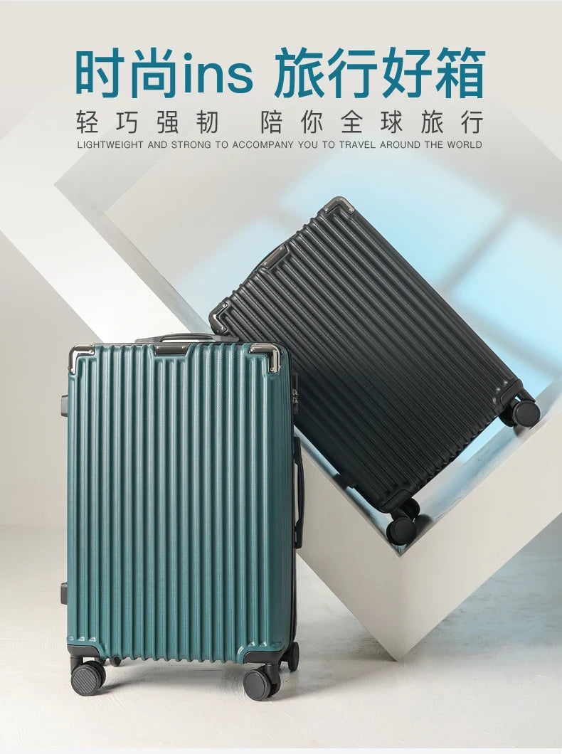 Men's Luggage 22-24 Inch Large Capacity Thickened Durable Travel Suitcase with Password Lock Student Suitcase Leather Carry-On