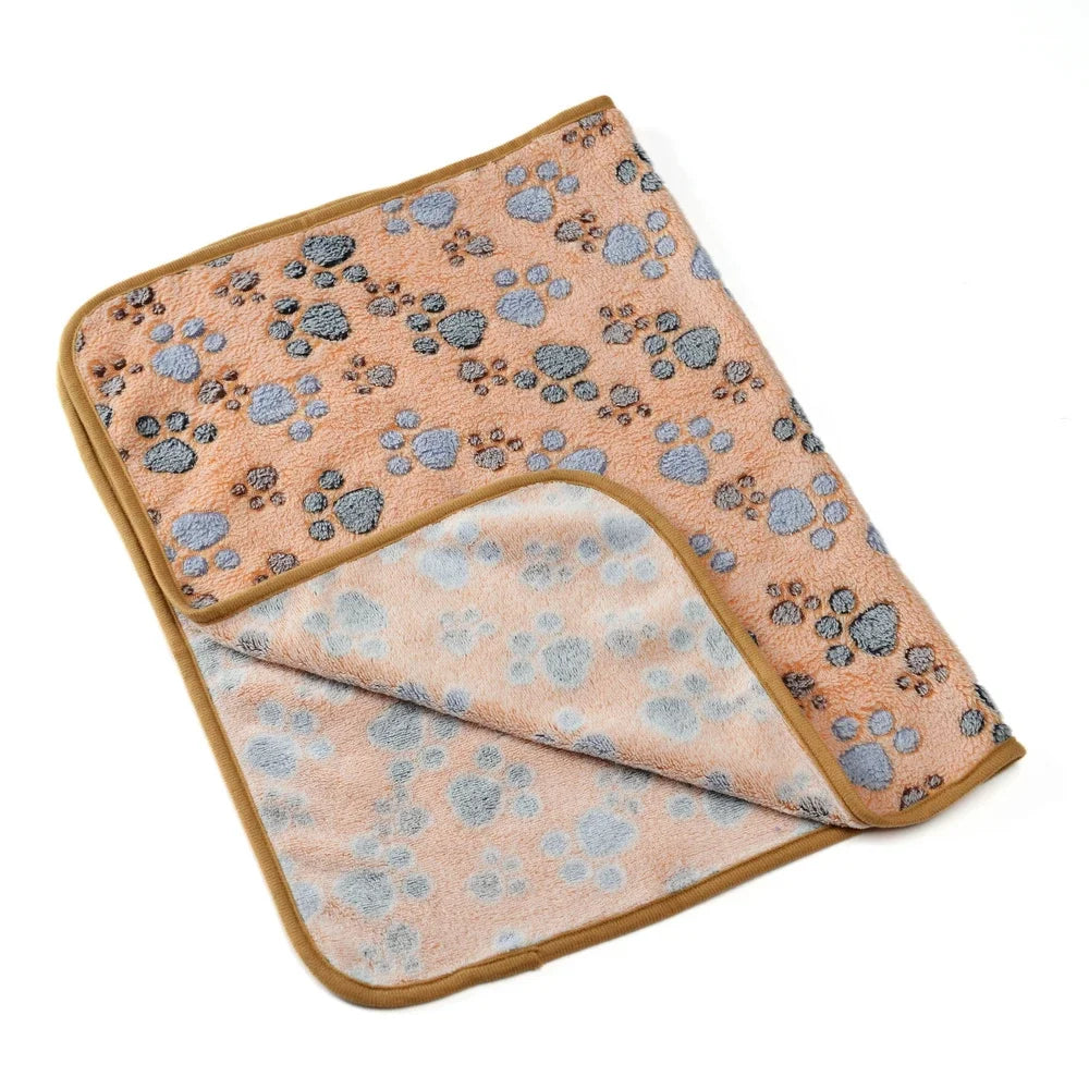 Warm Pet Cat Blanket Autumn Winter Cozy Thicken Fleece Kitten Footprint Bed Mat for Small Medium Big Cats Dog Chihuahua Supplies