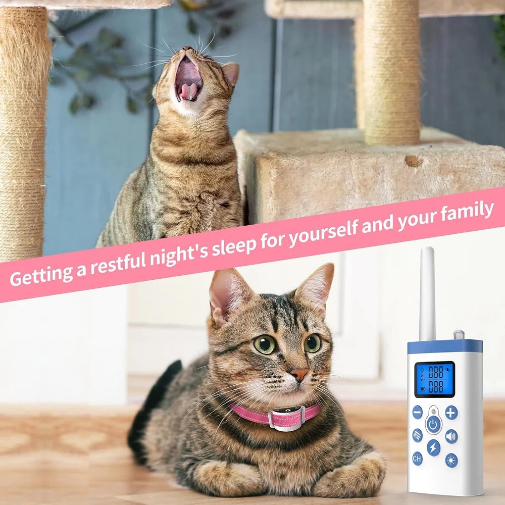 PaiPaitek Cat Training Collar,Cat Shock Collar with Remote ,Cat Stop Meowing Collar, Remote Control/Automatic Anti-Meow for Cats