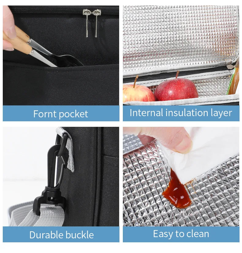 Capacity hand-held with shoulder strap insulated bag, lunch box bag, student thickened waterproof lunch bag.