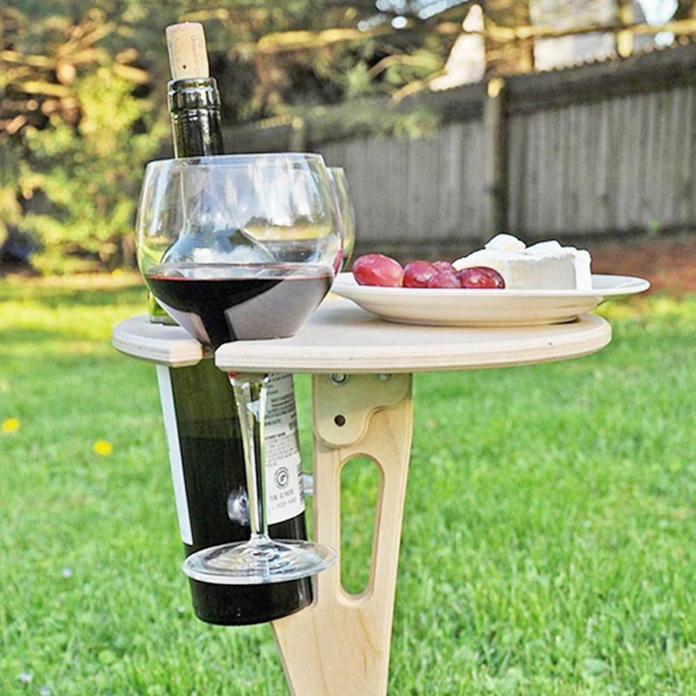 wooden wine table wine holder table Portable Outdoor Folding Wooden Wine Table Wine Glass Holder for Beach Backyard Picnic Party