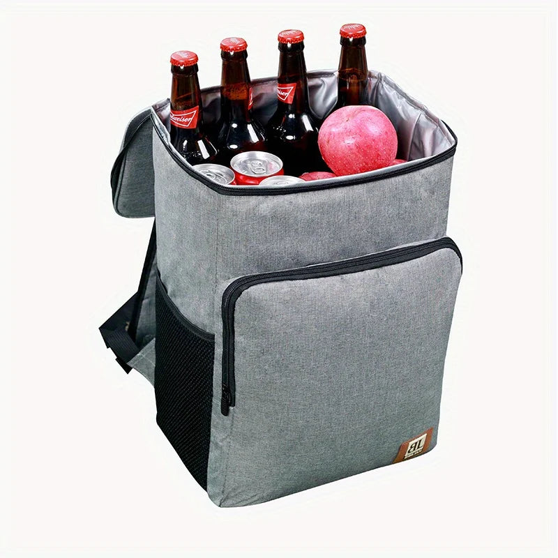 1pc, Large Insulated Lunch Backpack Cooler Bag - Waterproof Oxford Fabric Rectangular Travel Beer Cooler With PEVA Lining