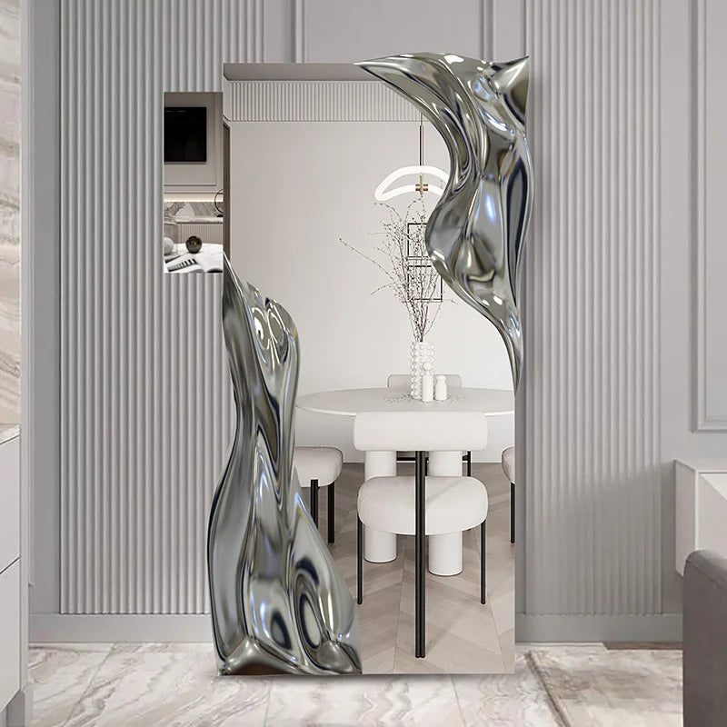 Wall hanging water ripple household villa model room floor mirror full-length mirror visual decoration