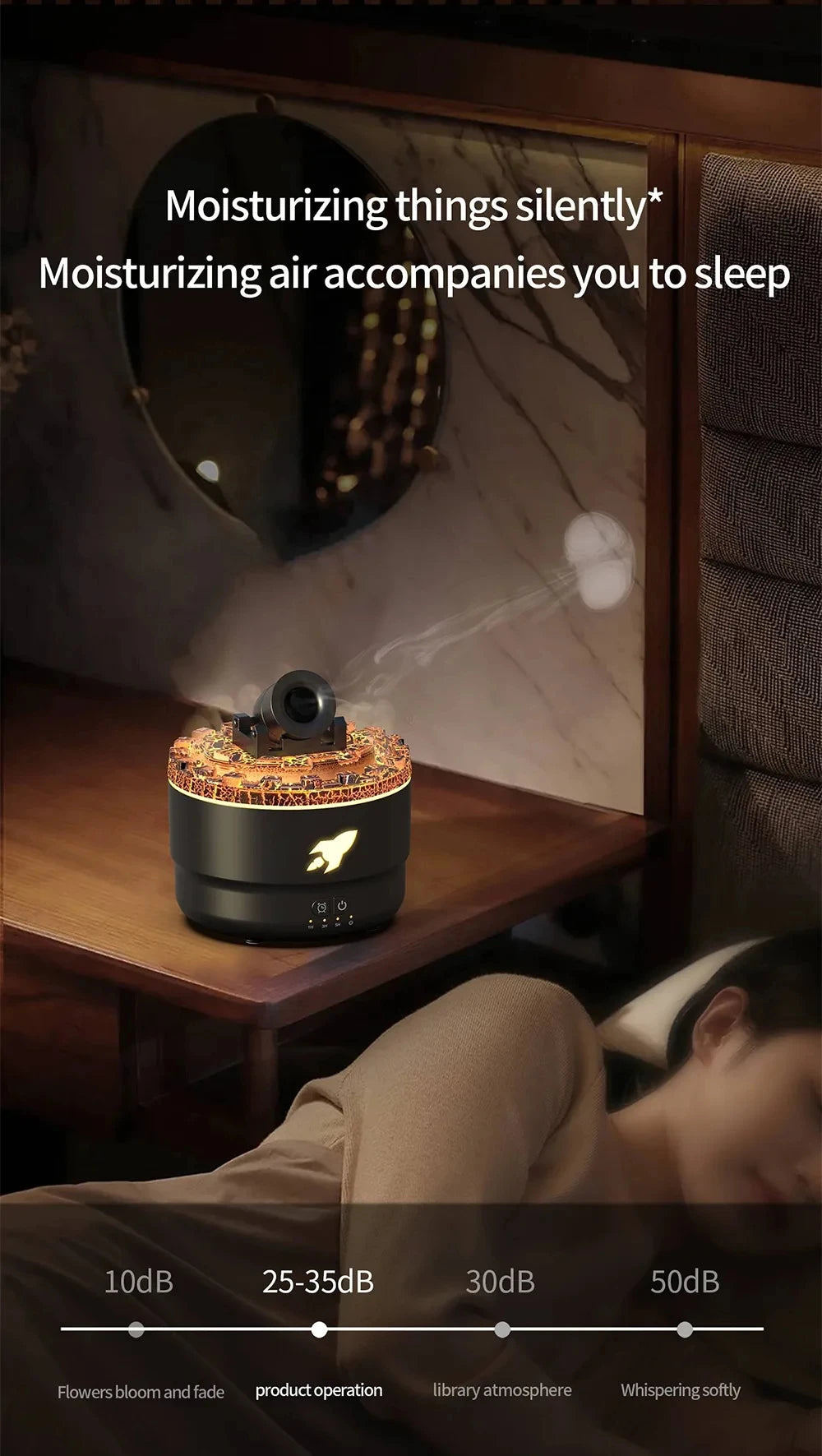 Volcanic Crack Light  Aromatherapy Humidifier Jellyfish Spray Air Humidifier 7 Colors Gradient Night Light Bedroom Diffuser