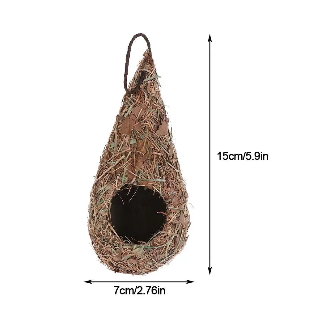 1/2PCS Bird House Natural Grass Hummingbird Bird Nest Fiber Hand-Woven Roosting Nest Bird Hut for Yard Decoration