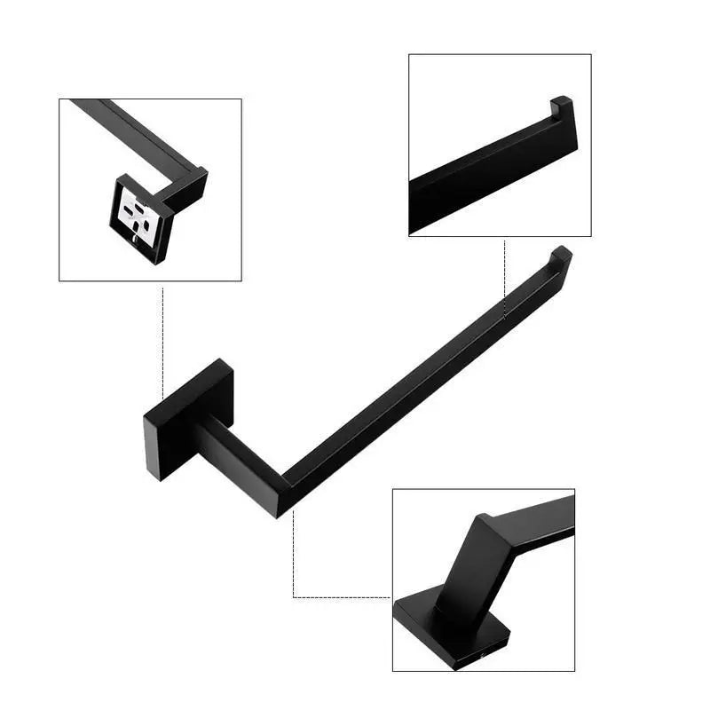 Bathroom Accessories Set Matte Black Wall Shelf Toilet Roll Paper Holder Robe Hook Hanger Towel Rail Bar Rack Ring Bath Hardware