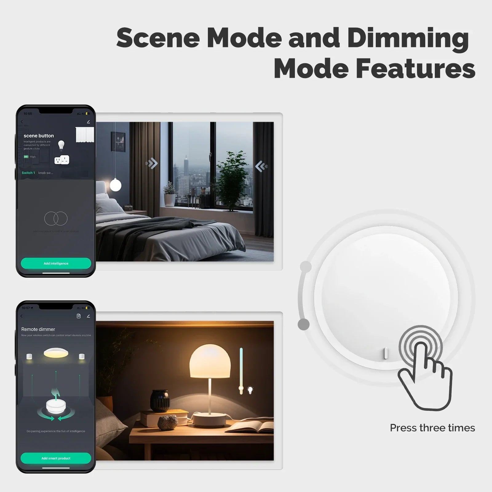 MOES ZigBee Smart Knob Switch Button Tuya Wireless Scene Controller Battery-Powered Automation Scenarios work with SmartLife App