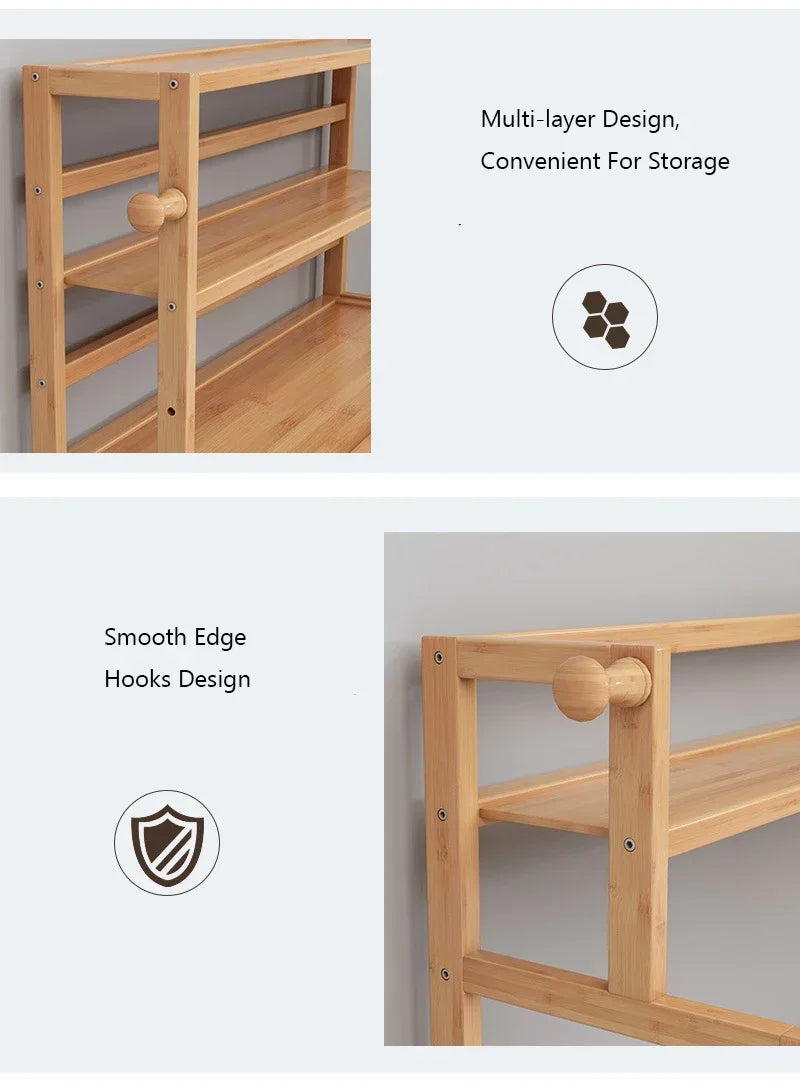 3-tier Wooden Bookshelf Office Student Stationery Organizer Magazine Holder Home Sundries Storage Shelves Kitchen Seasoning Rack