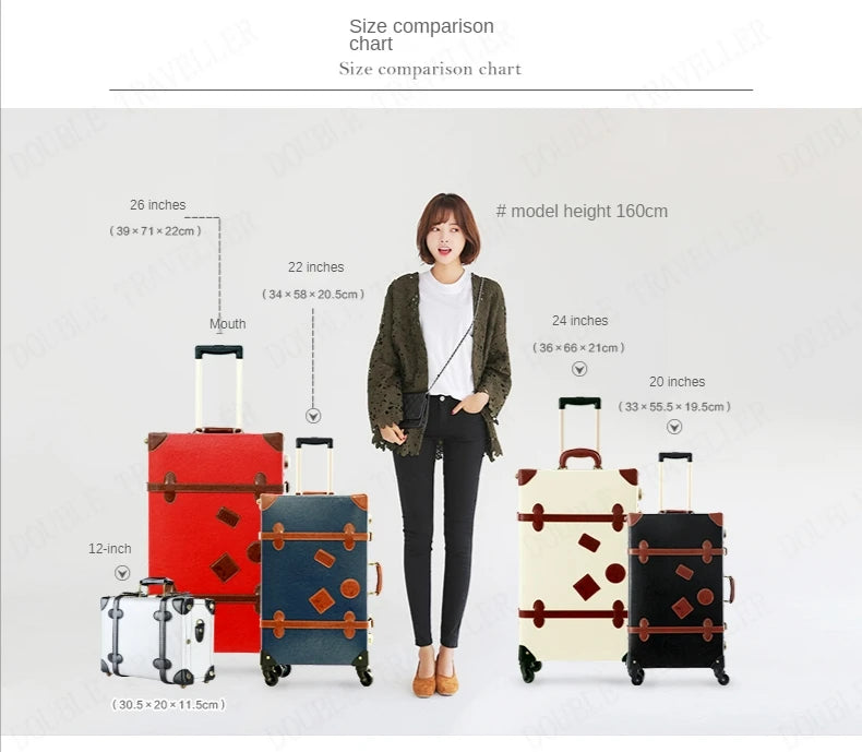 20/22/24''26 inch Luggage set woman Travel Suitcase Set Universal Retro password rolling luggage case middle size luggage