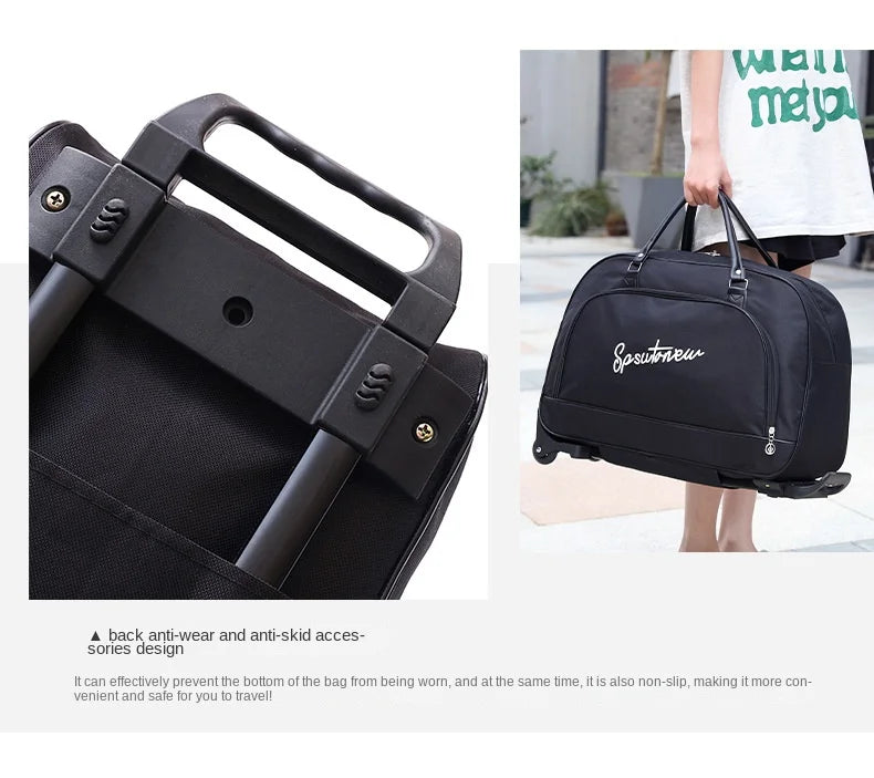 Travel Suitcase Trolley Bag with Wheels Large Capacity Luggage Bags Foldable Duffle Cabin Women Men Hand Luggage Carry On Bags