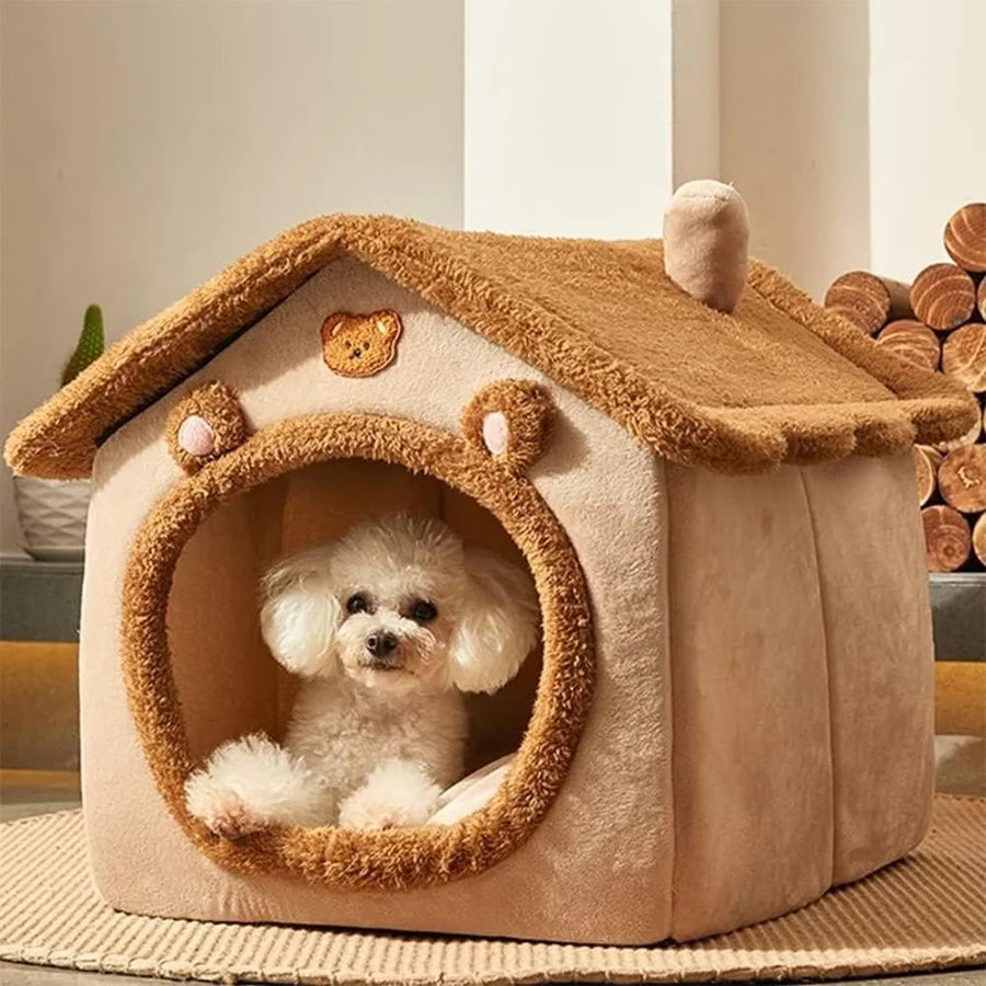 Foldable Pet House Removable Washable Cat House Puppy Cave Sofa Pet Bed House for Extra Small Dogs and Small Medium Cats Winter