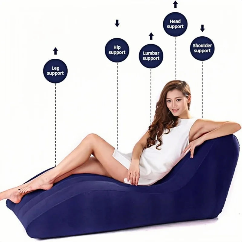 Leisure Inflatable Sofa Thickened Plush Lazy Sofa, S-Shaped Portable Inflatable Sofa Lounge Chair, Leisure and Comfortable Type