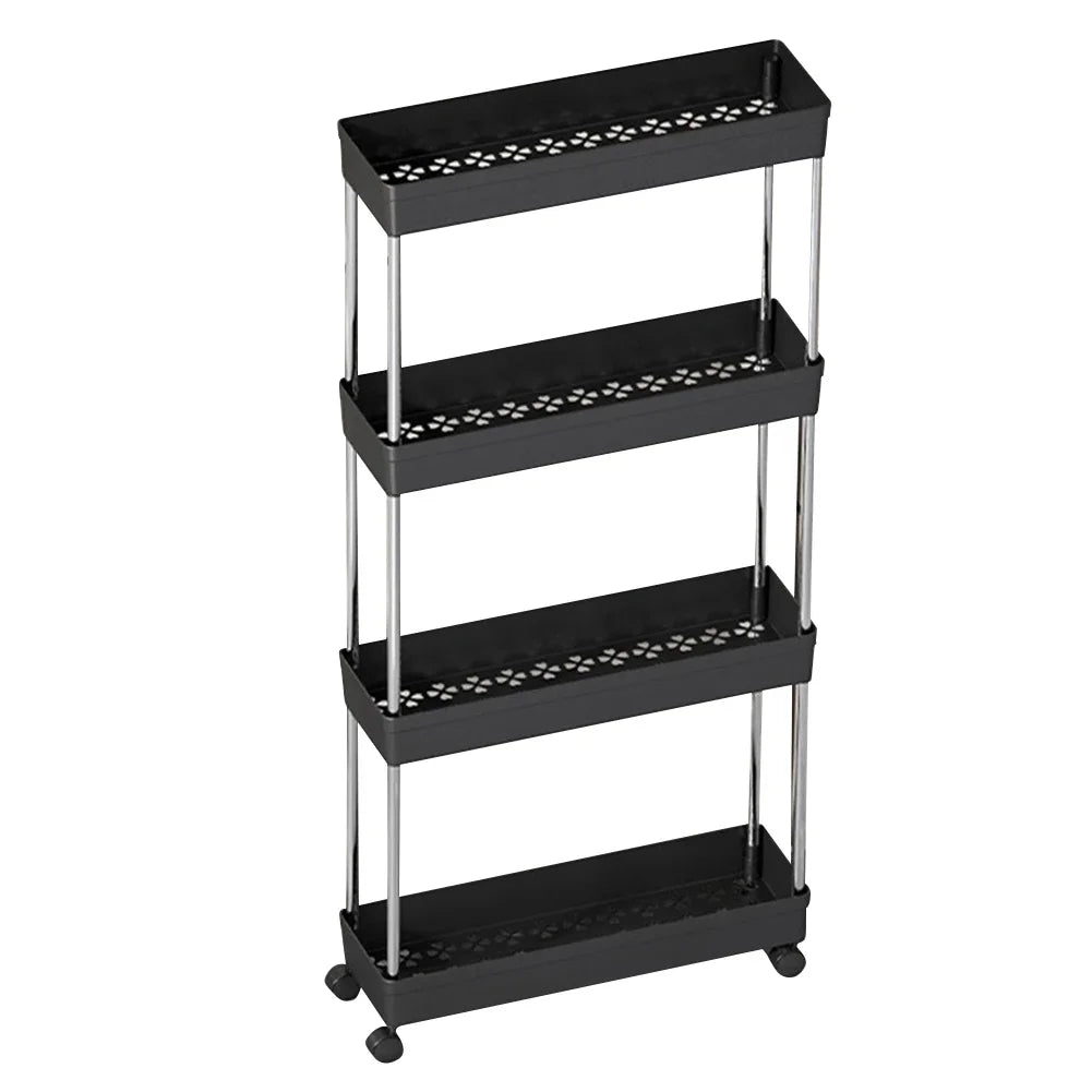 3/4 Tier Movable Gap Storage Rack Rolling Utility Cart Storage Shelf Kitchen Bathroom Slim Slide Organizer Shelf Livingroom