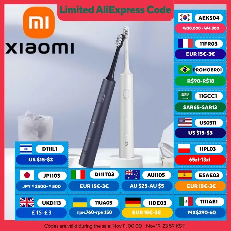XIAOMI MIJIA Sonic Electric Toothbrush T302,USB Rechargeable,IPX8 Waterproof,Battery life 150 day,4 Modes,Toothbrushes Whitening