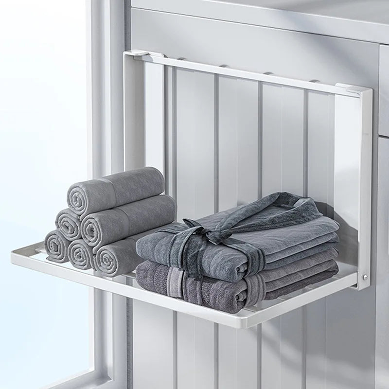 Magnetic Metal Washing Machine Side Shelf Space-saving Folding Clothes Rack No Punching Temporary Rack Simple Bathroom Shelf