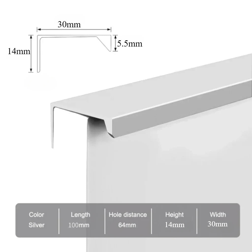 Hidden Furniture Handles Matte Black Gold Silver Kitchen Cabinet Pull Wardrobe Pull Not punched Handles for Cabinets and Drawers