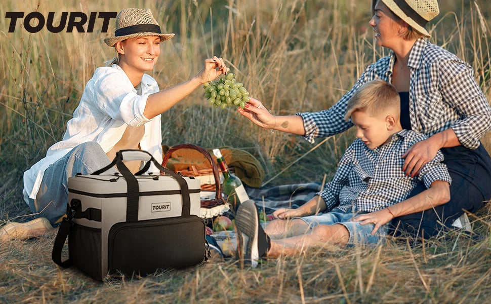 TOURIT Thermal Cooler for Drinks 14.6L 24L 32L Foldable Insulated Cooler Bag Leakproof Car Refrigerator Bag Food Delivery Bag