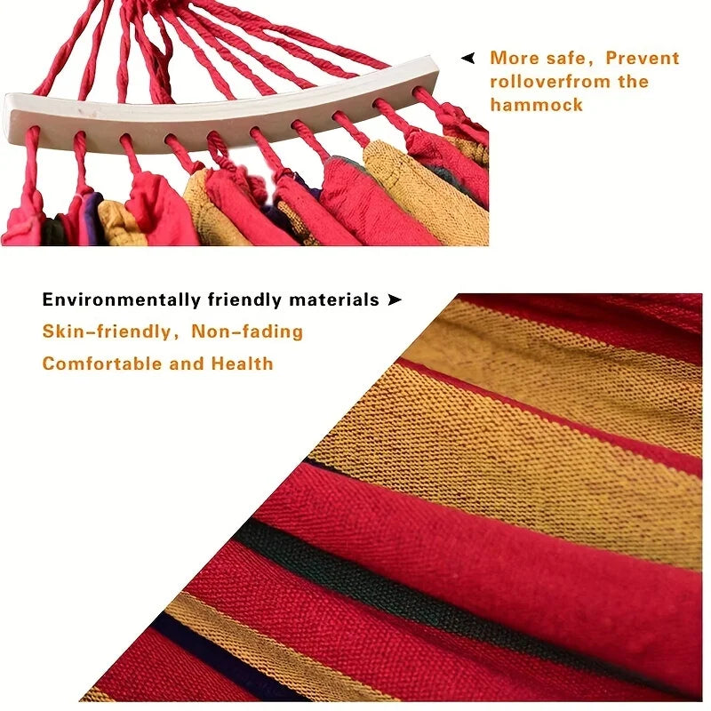 450lb Heavy-Duty Kapok Filled Cotton Camping Hammock - Upgraded Thickened 320G Durable Canvas Fabric, Anti-Roll Balance Beams