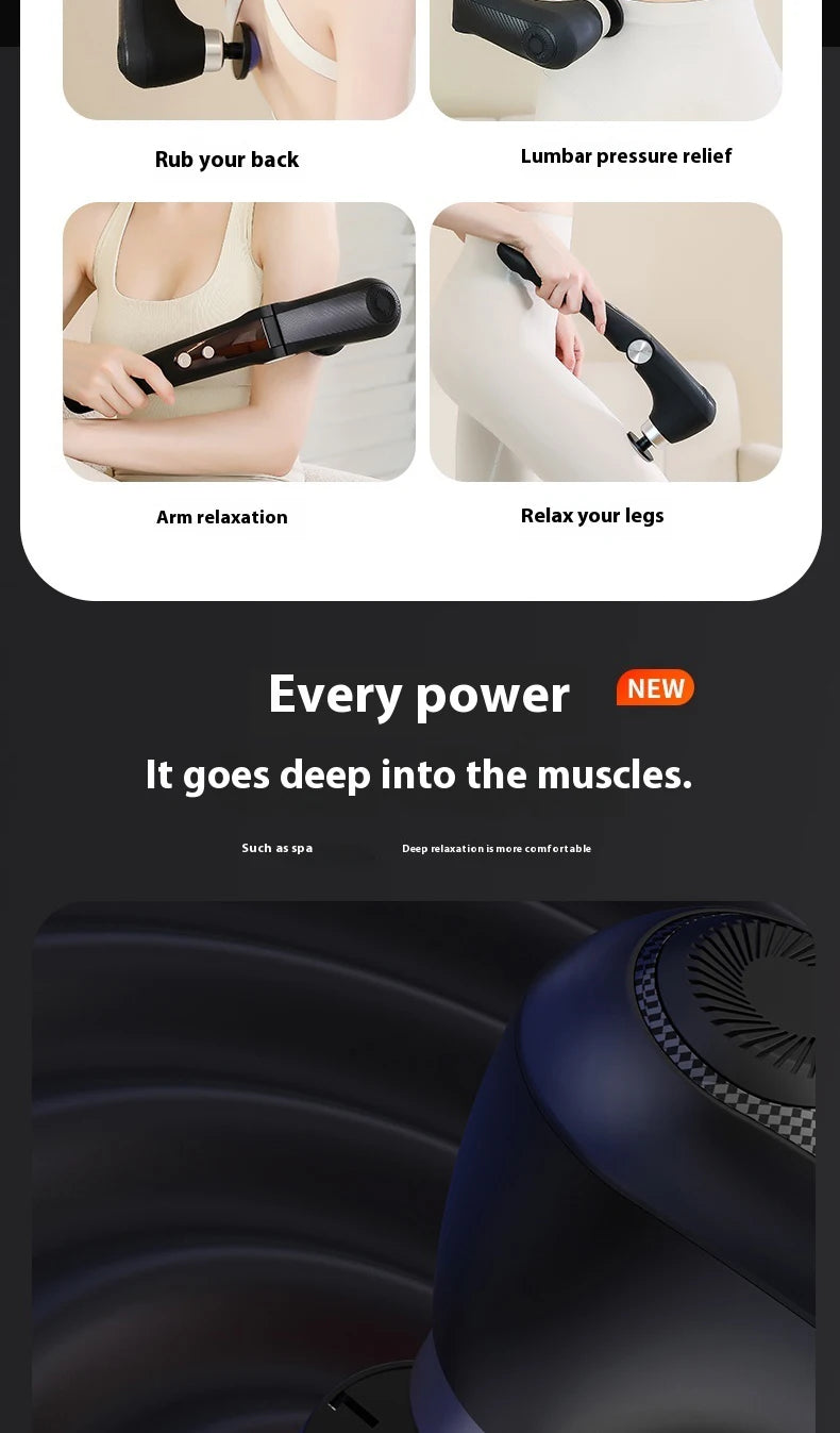 Fascia Gun Massage with Hot and Cold Heads Adjustable Angles Portable Percussion Back Massager for Muscle Neck Body Fitness