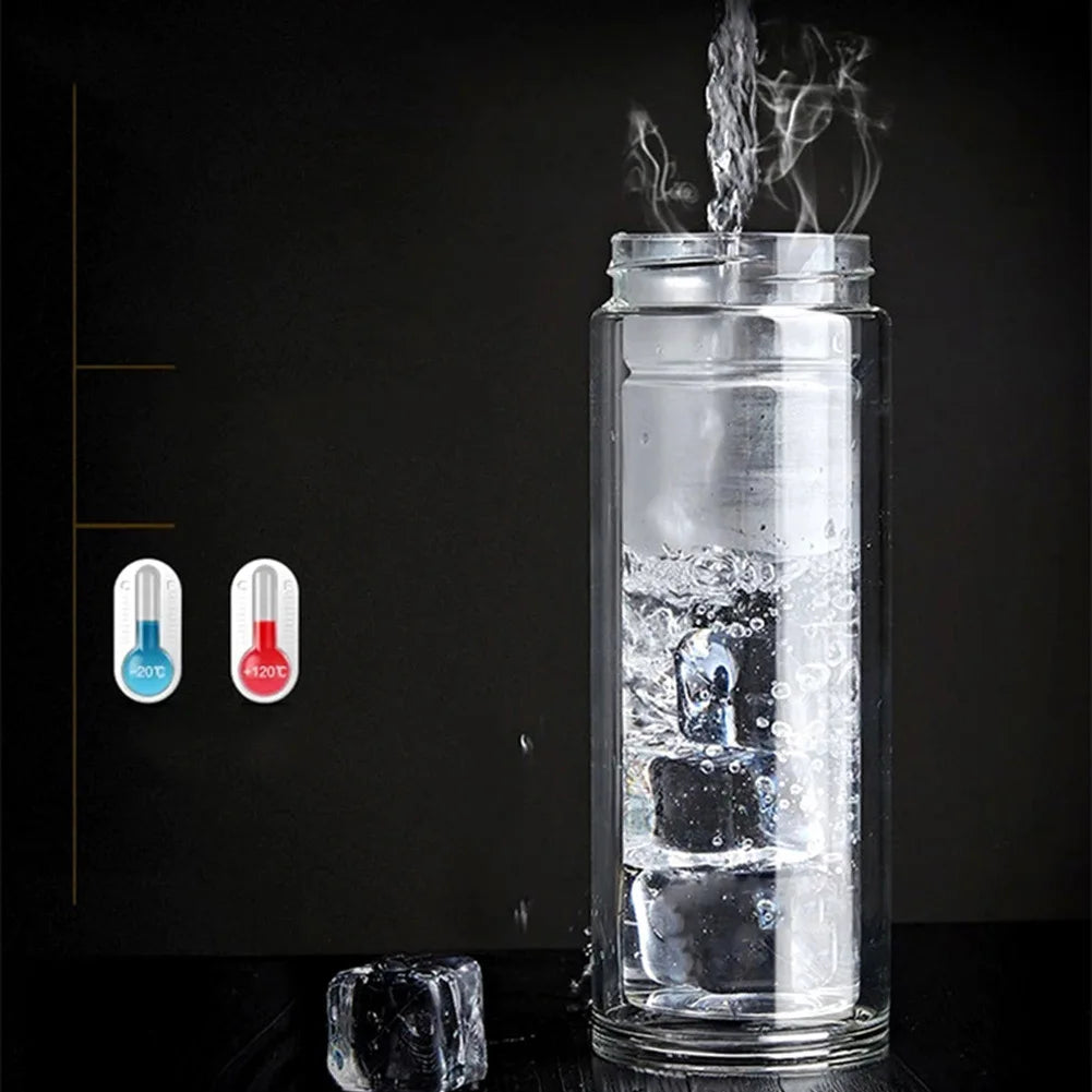 300/400ML Tea Water Bottle Portable Glass Double Wall Tea Water Cup Infuser Tumbler Drinkware Water Bottle With Tea Filter