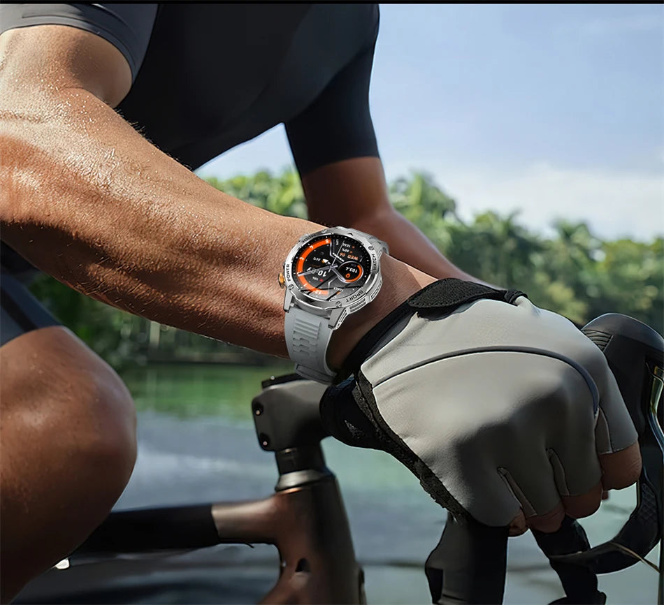 LIGE 2025 New For HUAWEI Xiaomi 1000mah AMOLED Smart Watch Men Sports Fitness LED Flashlight 3ATM Waterproof BT Call Smartwatch