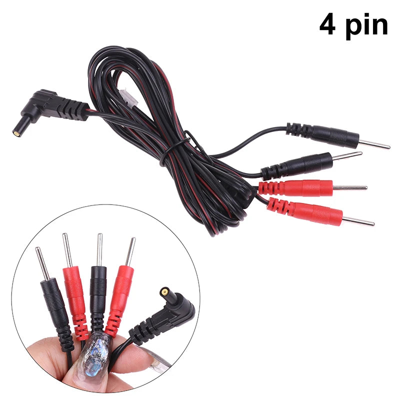 2/4Button Electrotherapy Electrode Lead Electric Shock Wires Cable For Ten Massager Connection Cable Massage & Relaxation