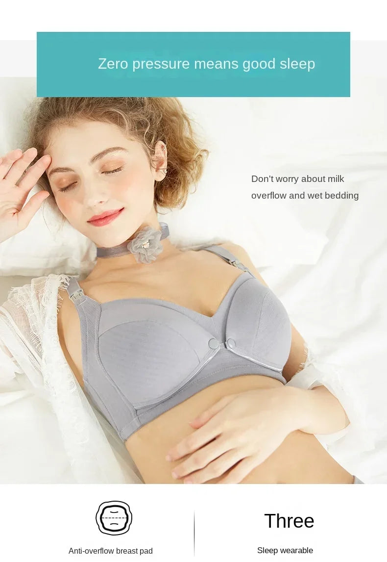 Maternity Nursing Bra Pregnant Women Mother Mama Open Breast Bra Cotton Wire Free Sleep Underwear Lactating Nursing Bralette