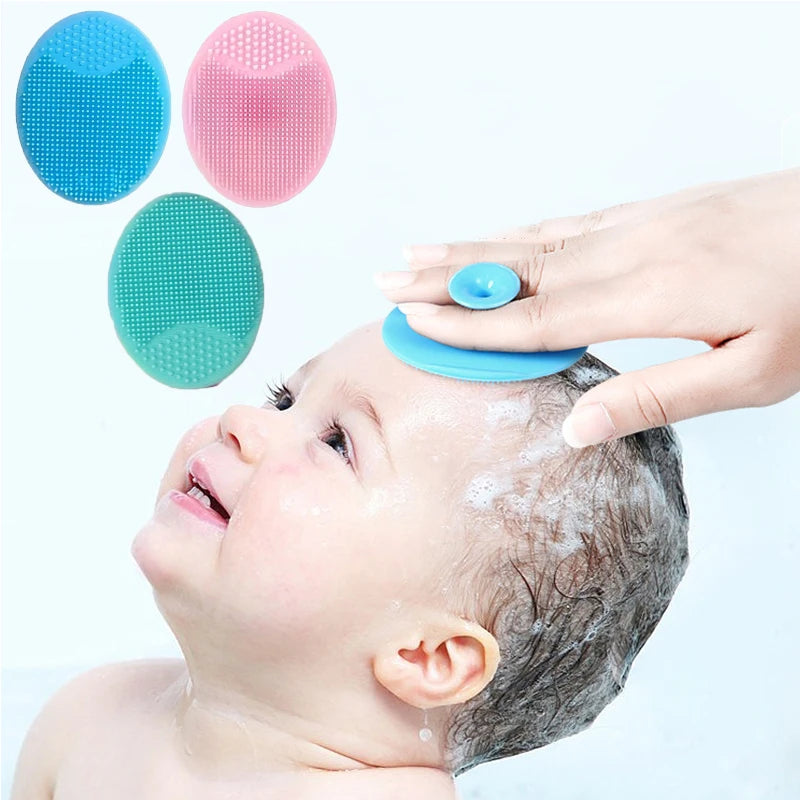 Silicone Shampoo Brush for Baby Infant Bathing Soft Silicone Boys Kids Shower Brush Head Hair Washing Massage Brushes Wipe Comb