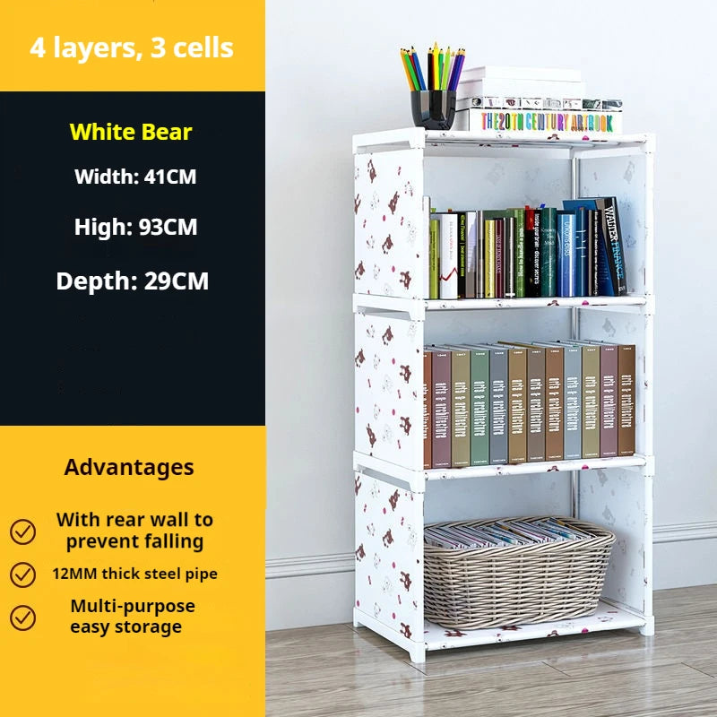Bookshelf Simple Storage Locker Living Room Cabinets Easy Assembly Bookcase Multi-layer Metal Storage Rack 수납가구 이동식 수납장