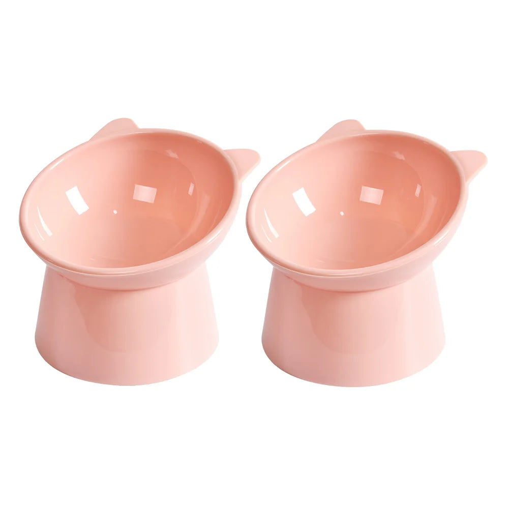 Tilted Cat Food Bowl Elevated Cat Bowl Ergonomic Cat Food Dish Anti Vomiting Plastic Feeding Bowl Non Slip for Flat- Faced Cats