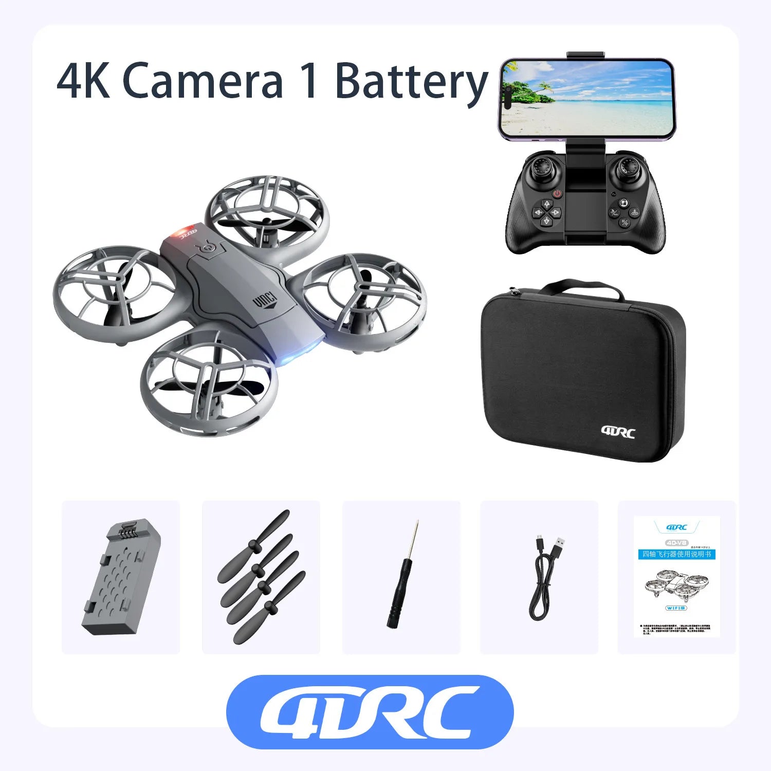 4DRC V8 Mini Drone 4k profession HD Wide Angle Camera 1080P WiFi fpv Dron Camera Height Keep Drones Camera RC Quadcopter Toys
