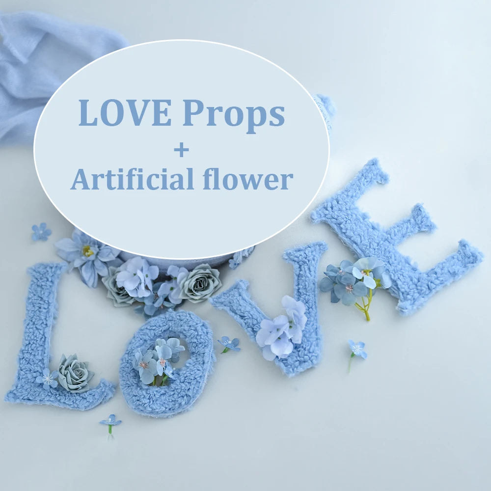 Blue Love Photography Theme Wrapping Props Knitted Night Cap Artificial Flower Photo Decoration Prop Studio Shooting Accessories