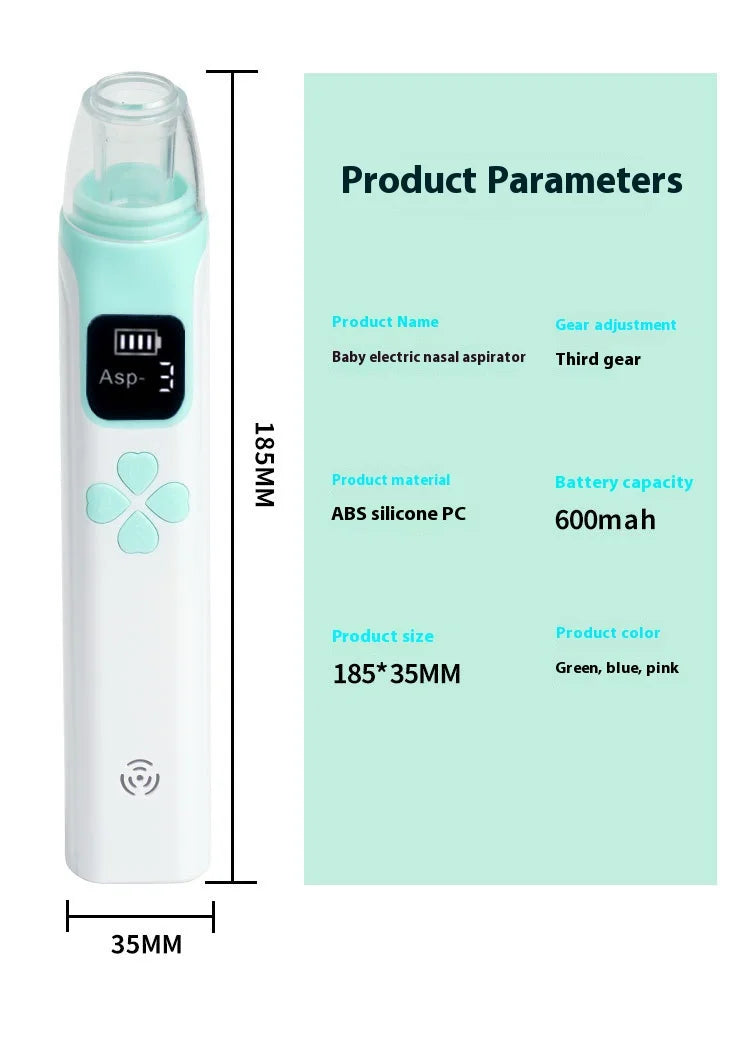 AiQUE Baby Nose Cleaner Silicone Adjustable Suction Electric Child Nasal Aspirator Safety Convenient Low Noise