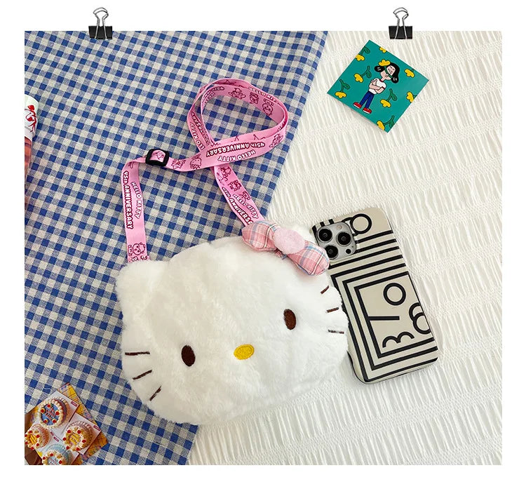Cute plush bag, sweet girl student versatile shoulder messenger bag, soft and cute little princess new cartoon bag
