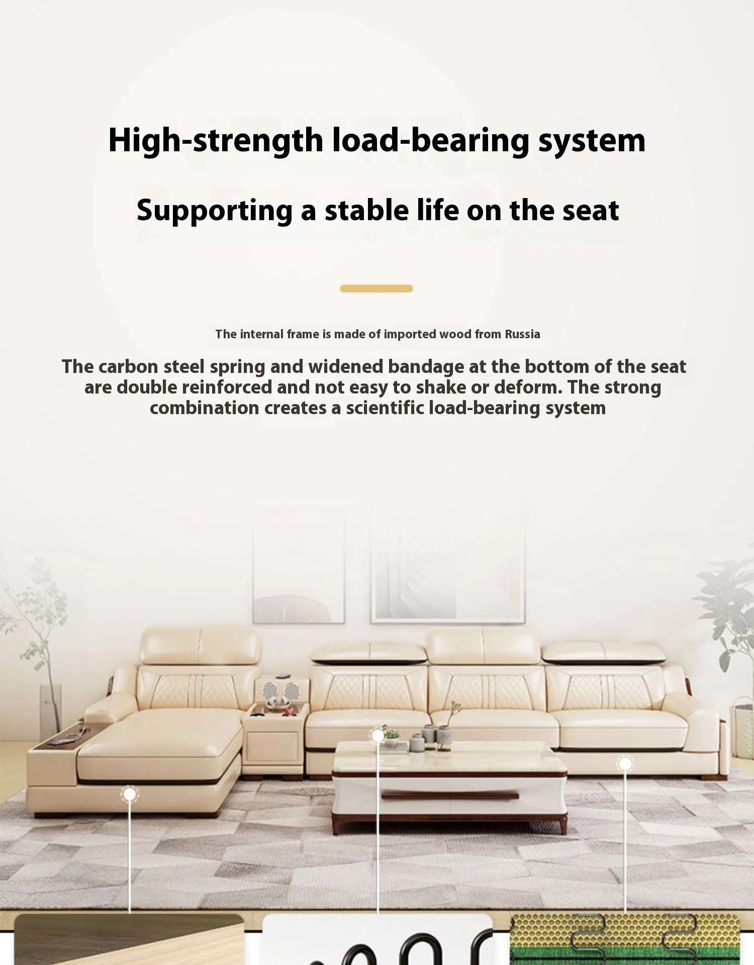 Stylish Italian Genuine Leather Sofa for Living Room with Cup Holder, USB, Adjustable Headrests & Bluetooth Speaker - Lazy Sofa