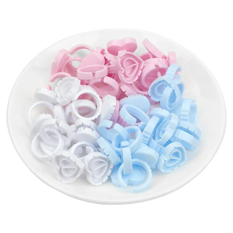 100PCS Glue Rings Lash Rings for Glue, Pigment Rings for Eyelash Extensions Eyelash Glue Holder Lash Glue Ring Smart Cups