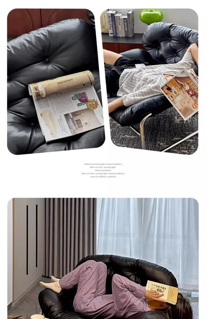 Leather Single Living Room Armchair Adjustable Recliner Chairs Comfortable Backrest Chair Light Luxury Living Room Furniture