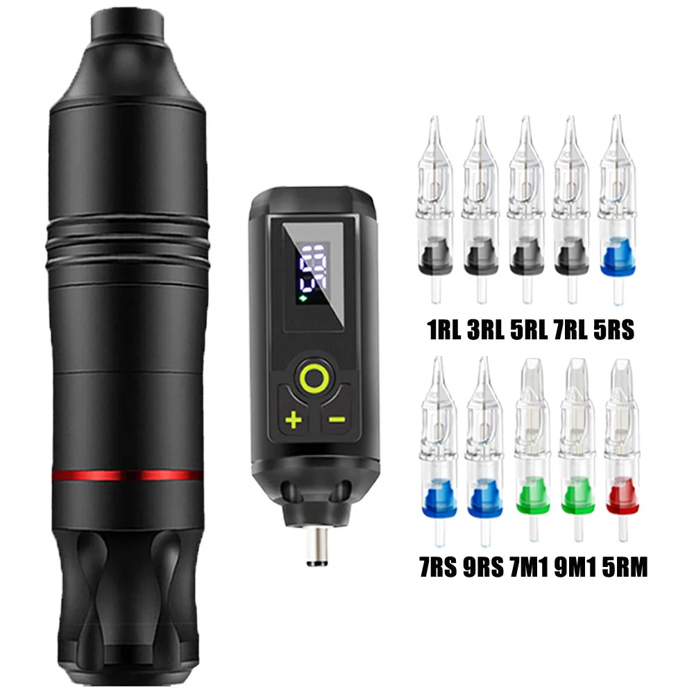 Professional Wireless Tattoo Machine Kit Rotary Tattoo Pen Kit with Wireless Power Supply Inks Needles for Tattoo Beginners Kits
