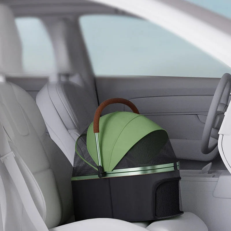 Detachable Pet Stroller Ultra-light Portable Outdoor Cat and Dog Stroller Aluminum Alloy Frame Four-wheel Shock Absorber