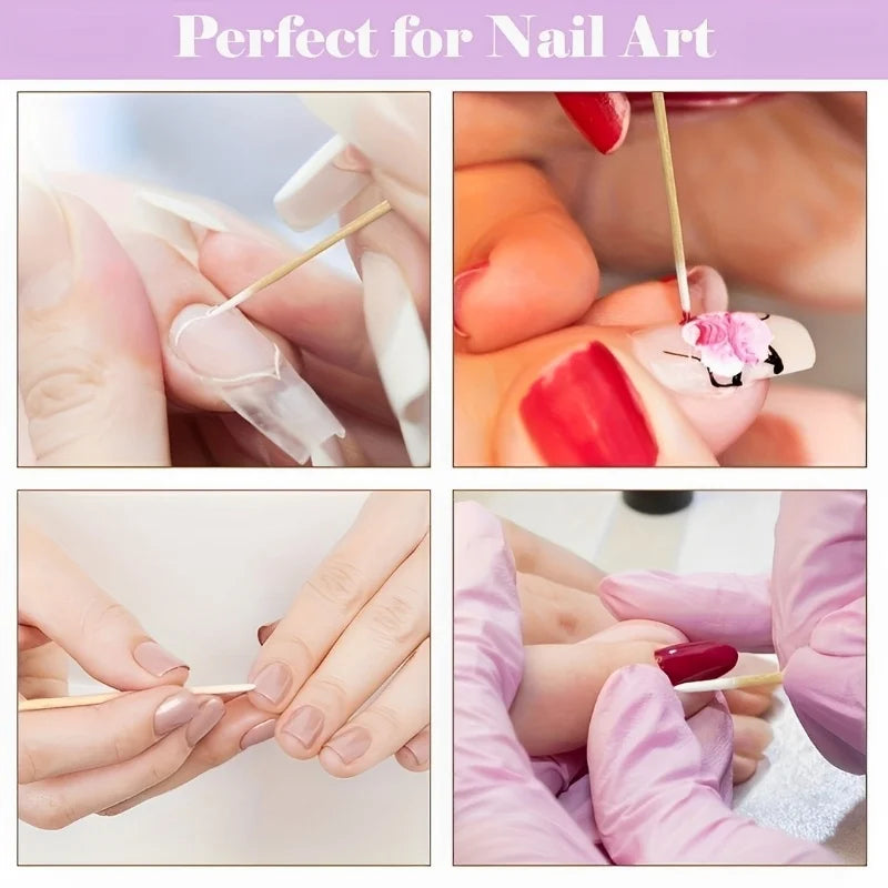 100/300/500Pcs Disposable Wood Cotton Swab Double Head Lipstick Ear Swabs Eyelash Cleaning Cotton Buds Manicure Beauty Supplies