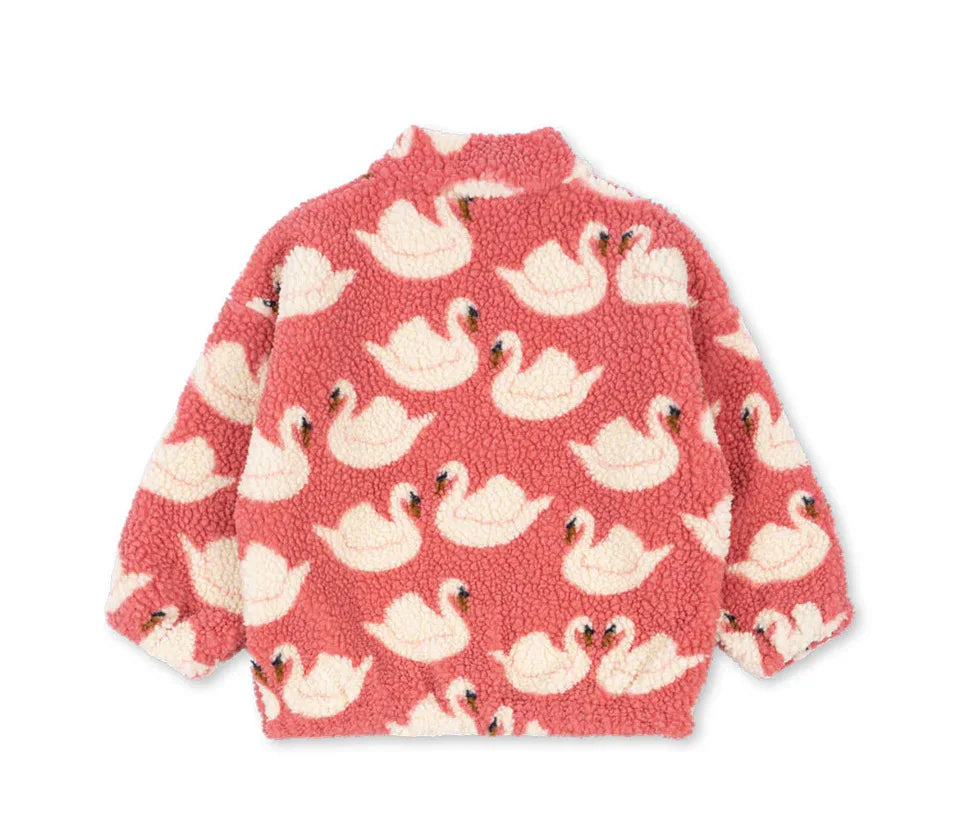 2025 KS Brand Winter Baby Girls Lambswool Jackets Kids Clothes Girls Cartoon Kitten Swan Beetle Outerwear Boys Striped Coat 1-9Y
