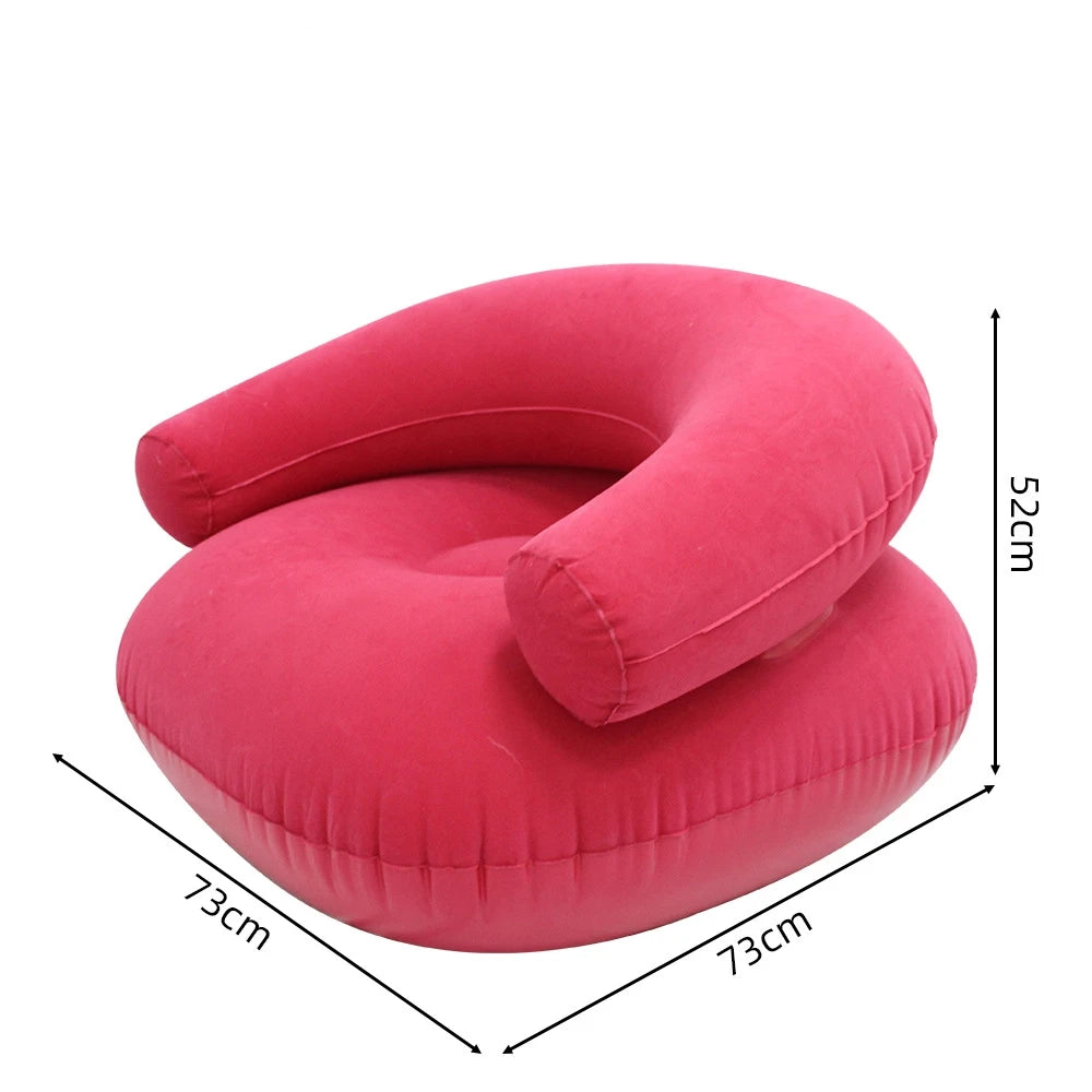 Lazy U-Shaped Inflatable Sofa Chairs Flocking Pvc Lounger Seat Outdoor Camping Living Room Portable Folding Air Single Sofa