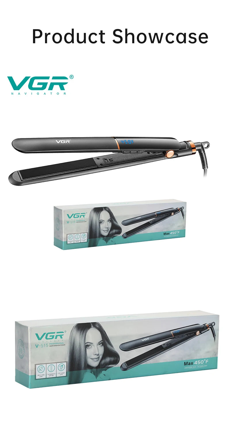 VGR Electric Hair Brushes Ceramics Curling Iron Black Dryer And Straightening Brush Hair Styling Brush 45