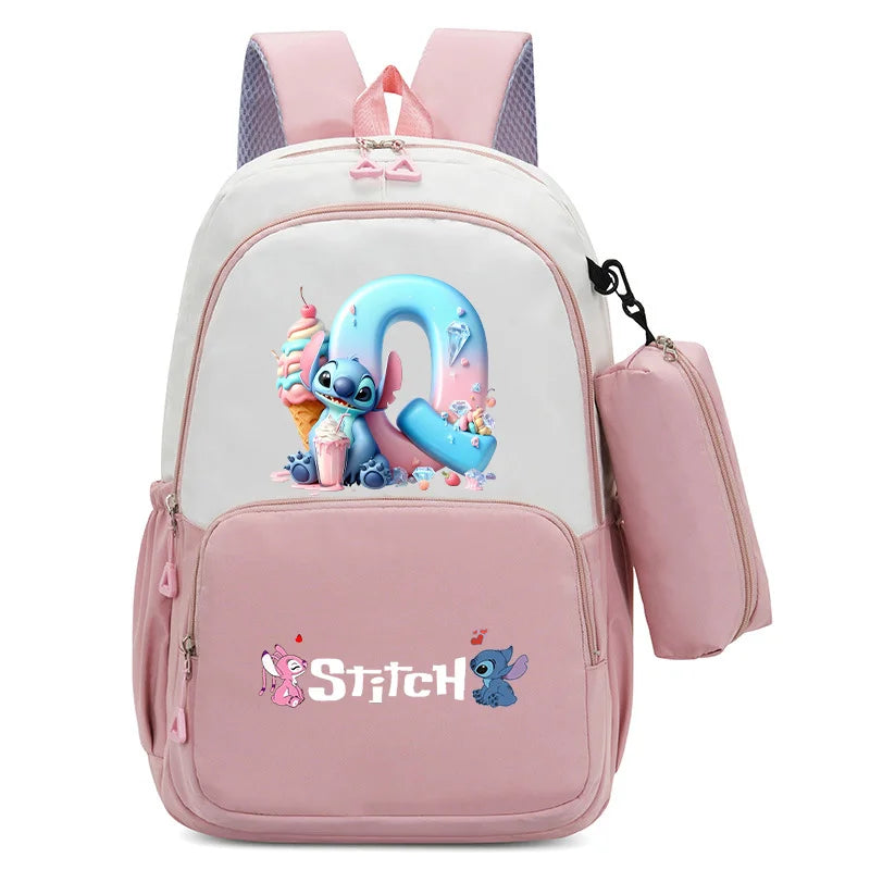 Stitch Disney Girls Schoolbag with Pencil Bags Women Travel Bag New Backpacks for Student Children Large Capacity Bookbag Gifts