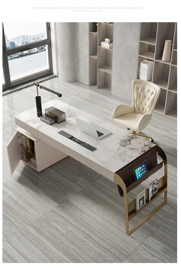 Nordic office desk with cabinets Modern high-end luxury countertop computer desk Elegant Design mesa para computador furniture